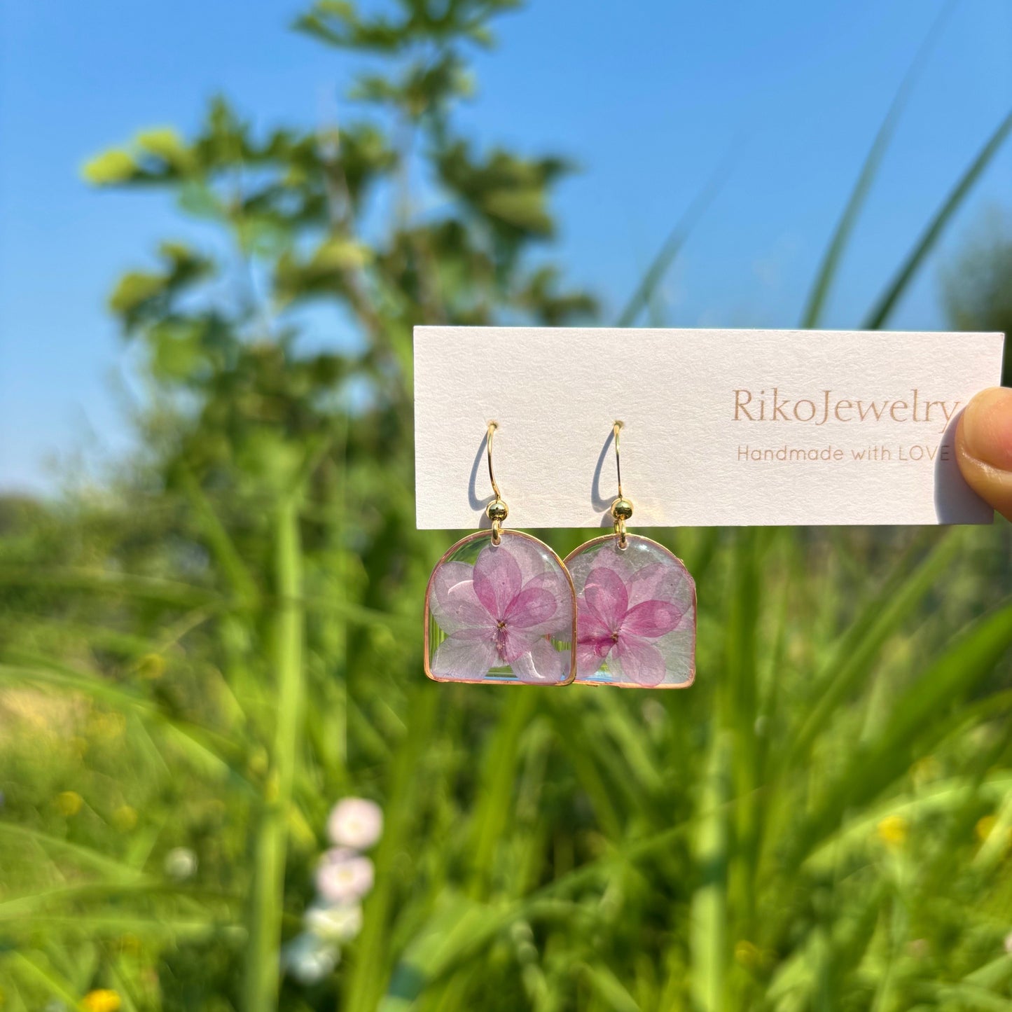 Pink hydrangea Earrings