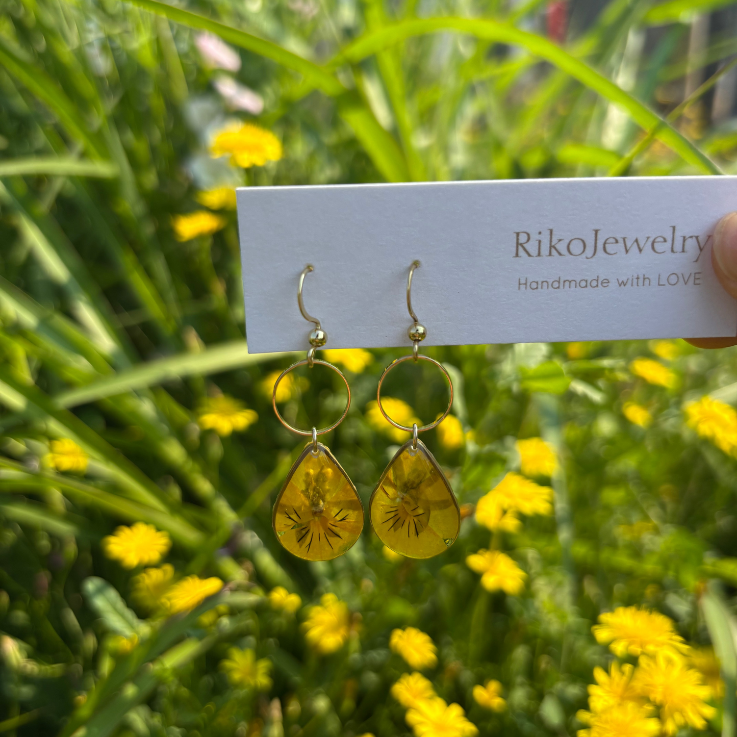 Yellow Pansy flower Earrings