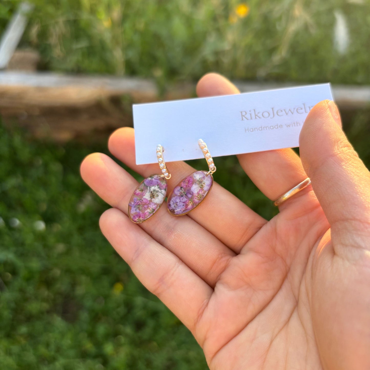 Alyssum flower garden earrings