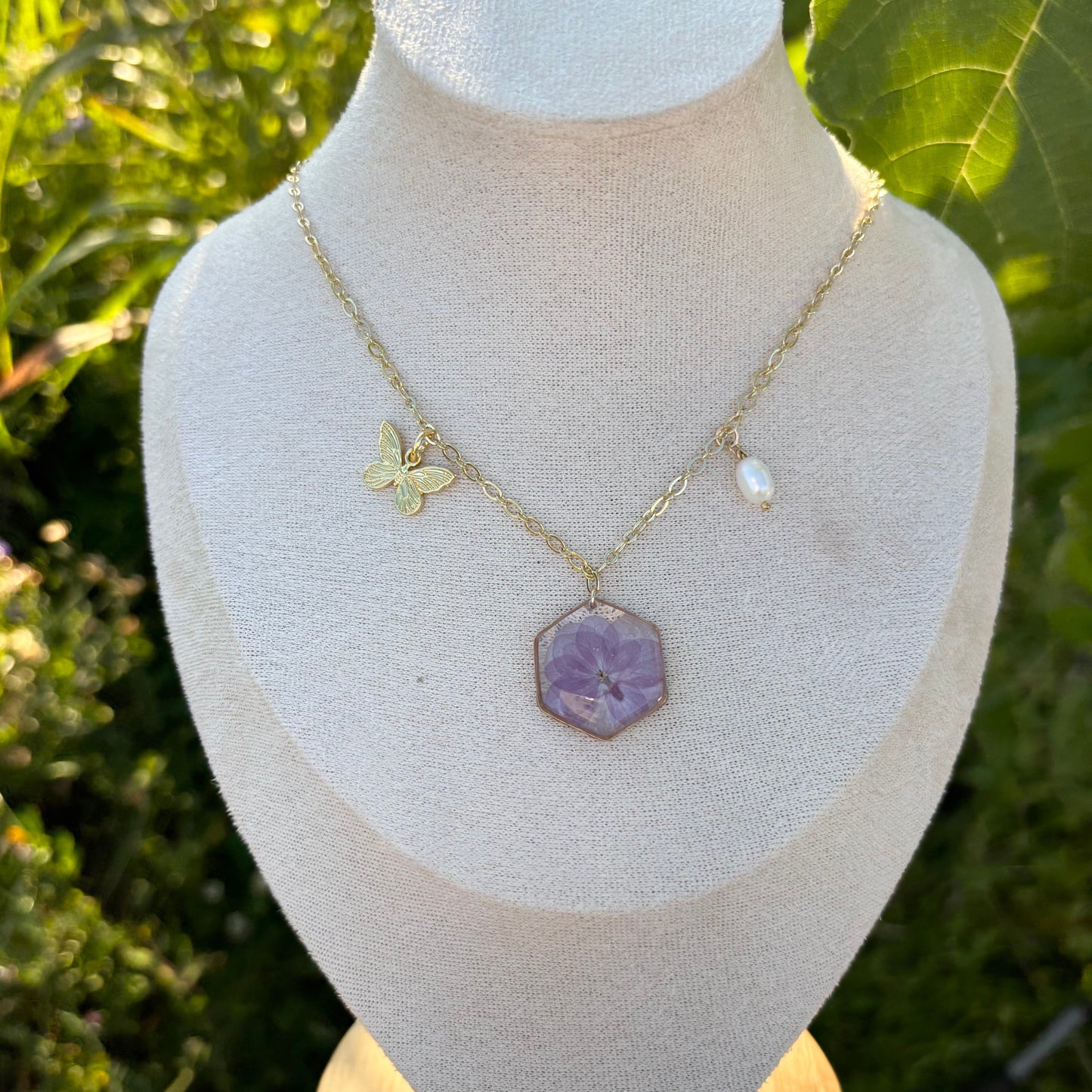 Pink Hydrangea necklace