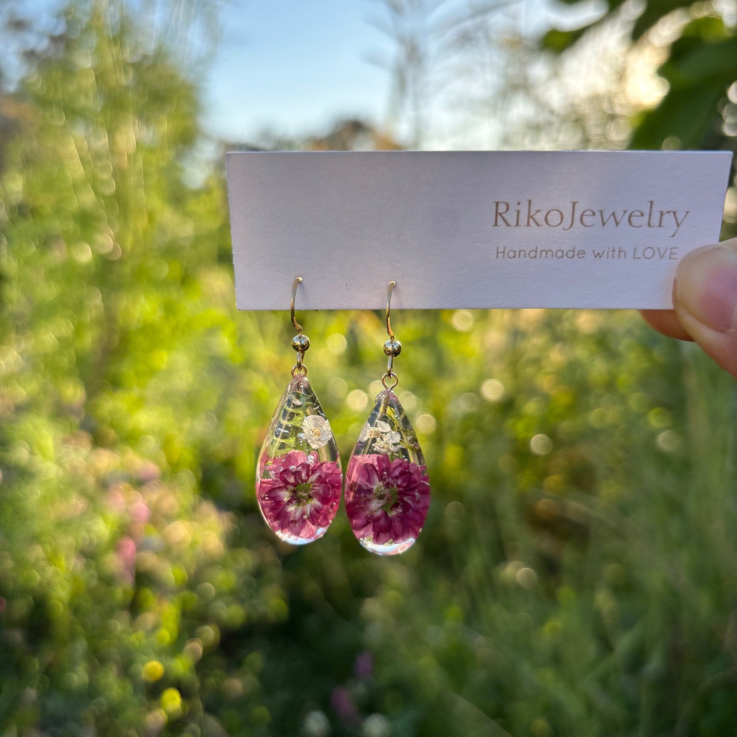 Paul's Scarlets and white alyssum garden earrings