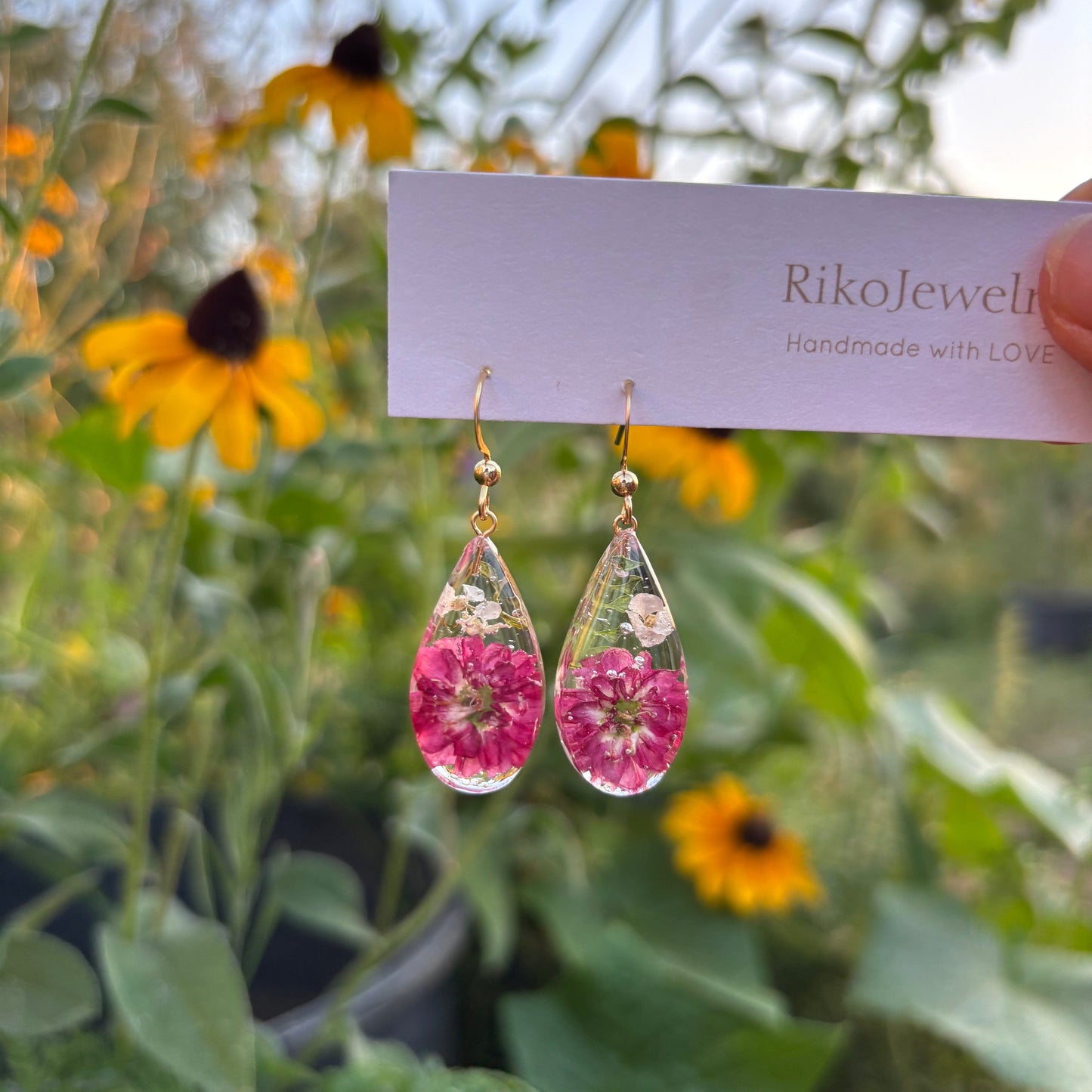 Paul's Scarlets and white alyssum garden earrings