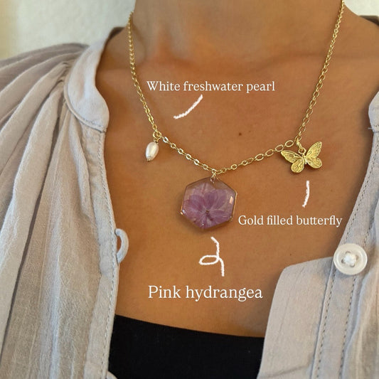 Pink Hydrangea necklace
