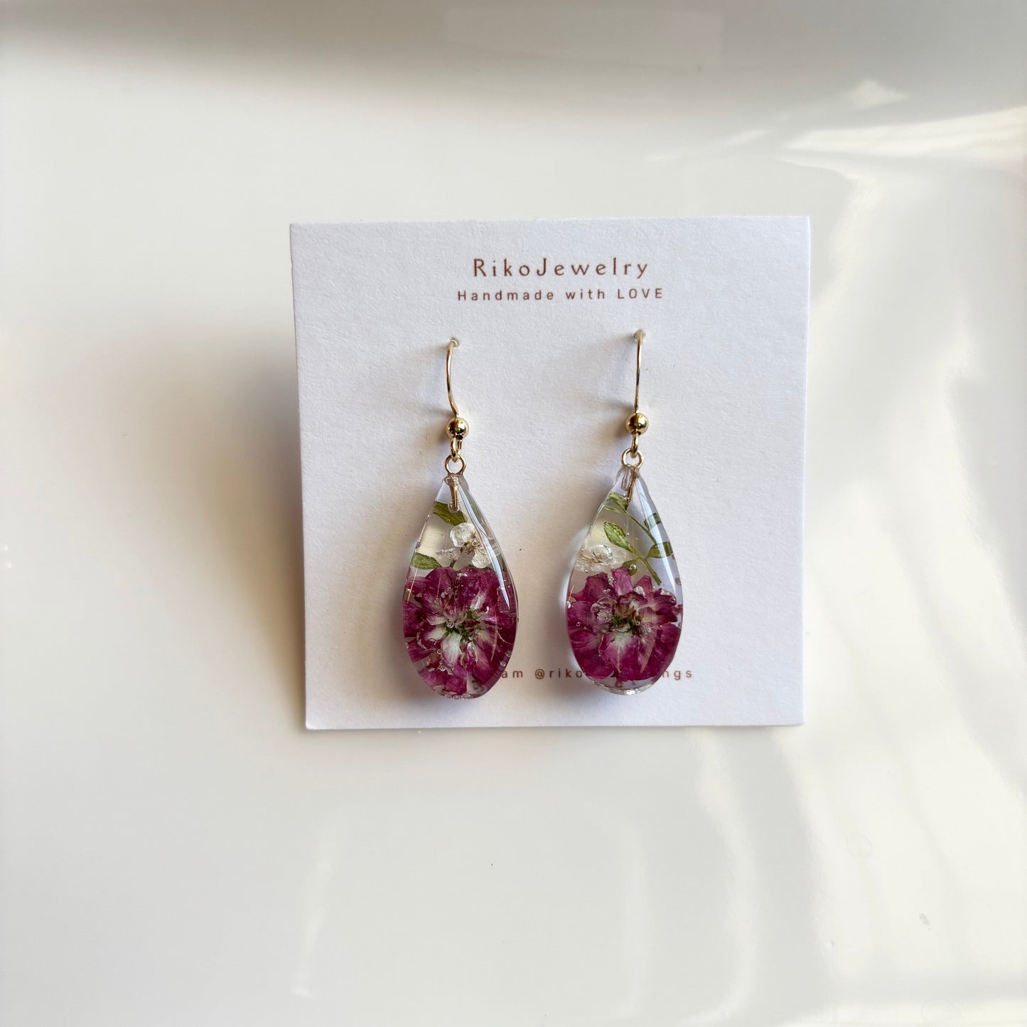 Paul's Scarlets and white alyssum garden earrings