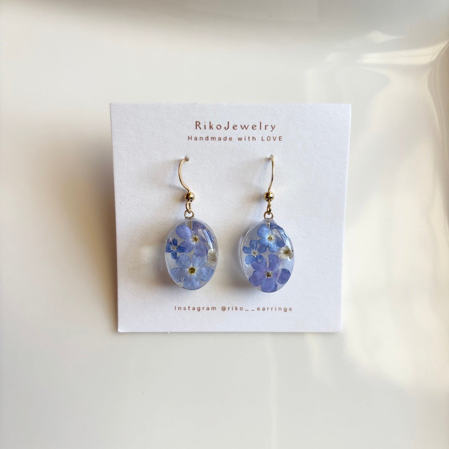 Forget me nots and white alyssums earrings