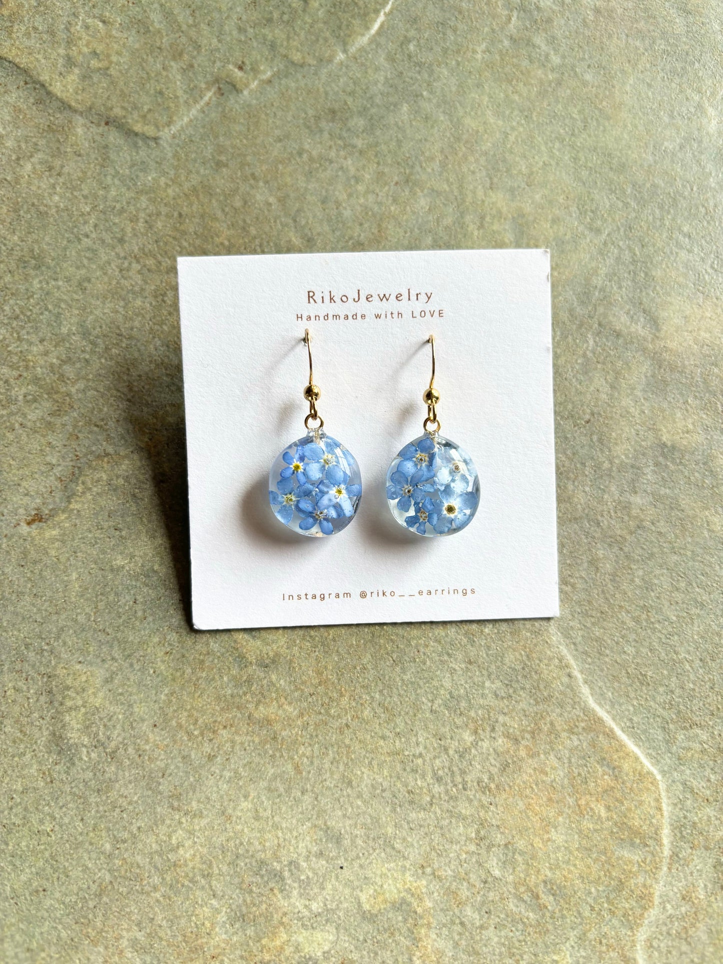 Forget me not water drop shaped earrings