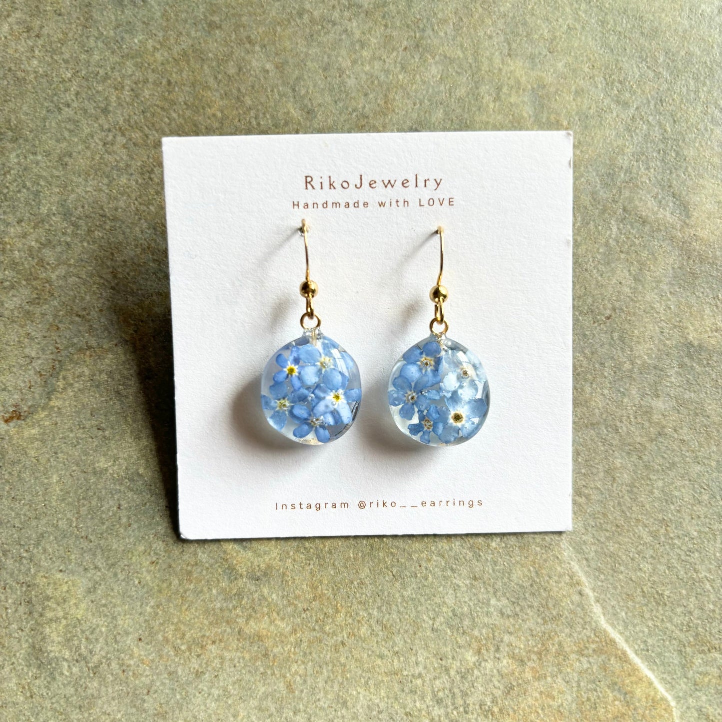 Forget me not water drop shaped earrings