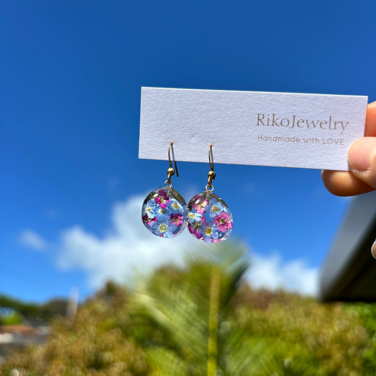 Forget me nots and Alyssum Earrings