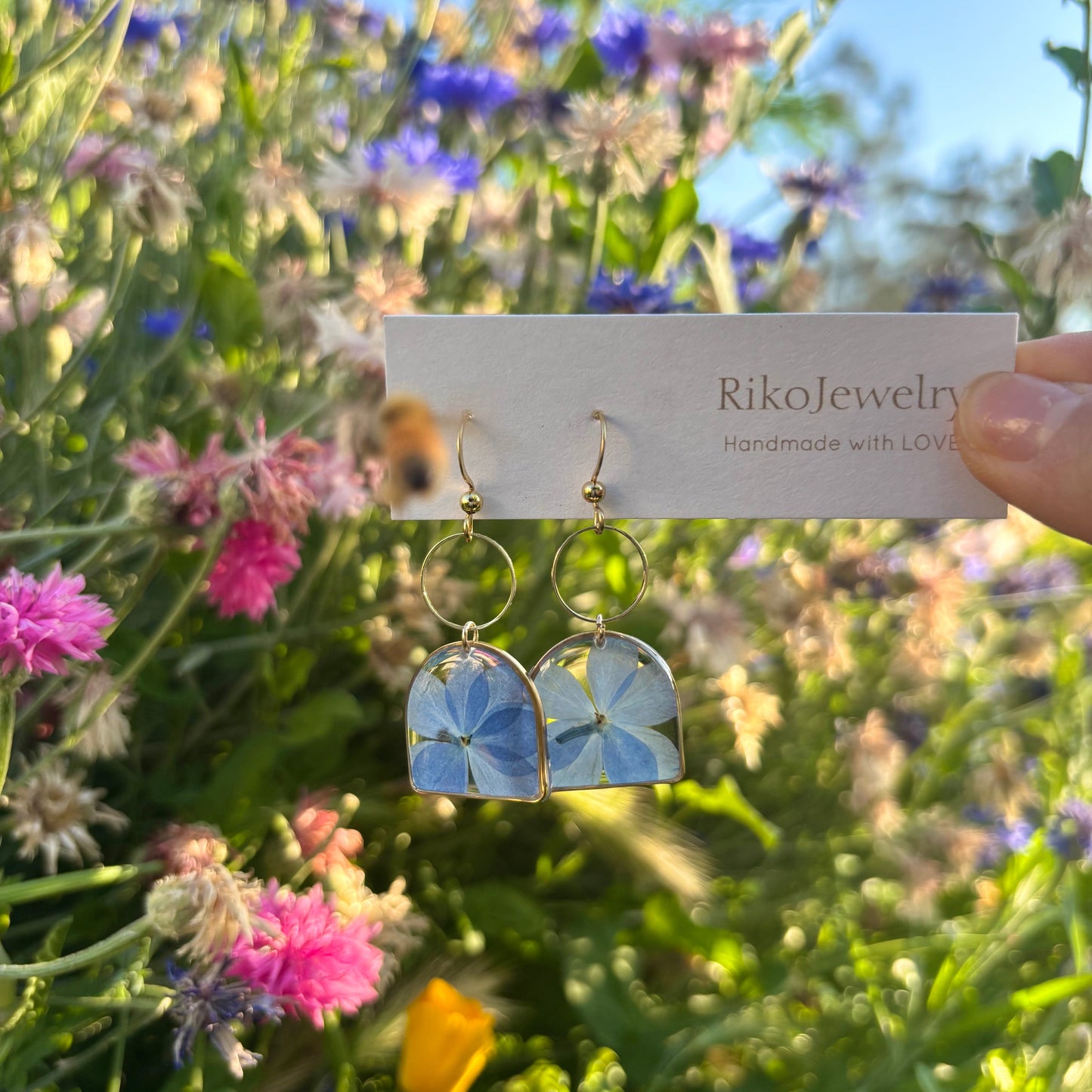 Blue hydrangea flower Earrings