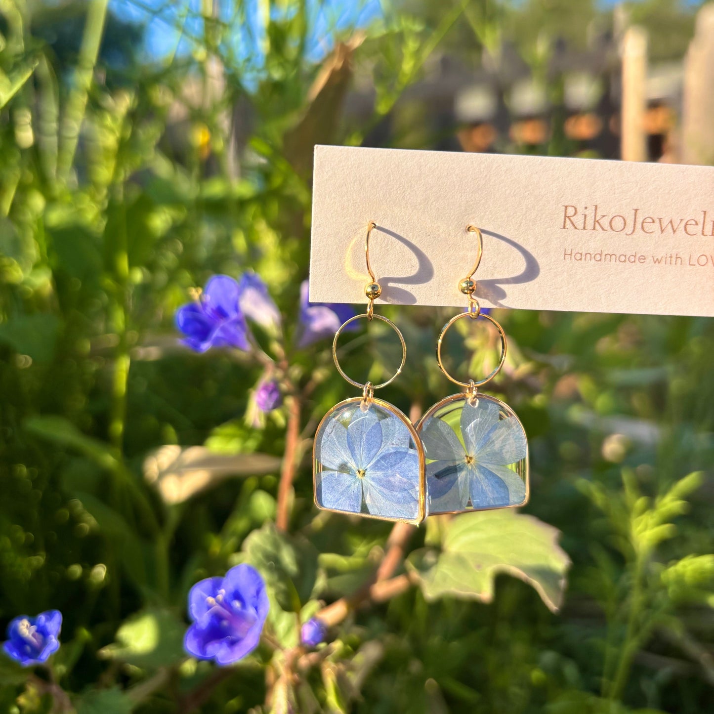 Blue hydrangea flower Earrings