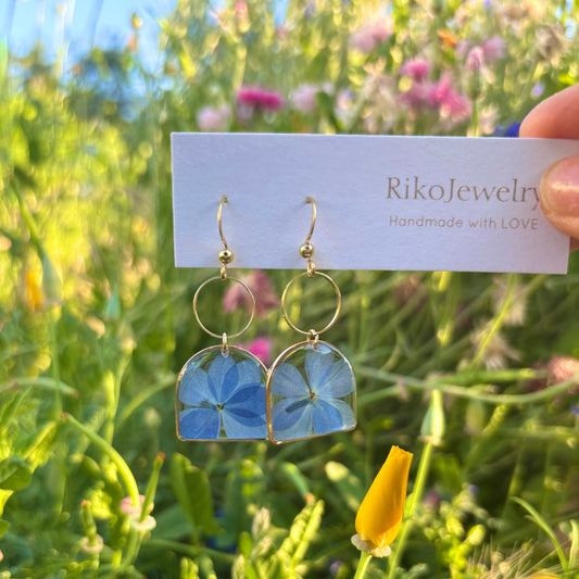 Blue hydrangea flower Earrings