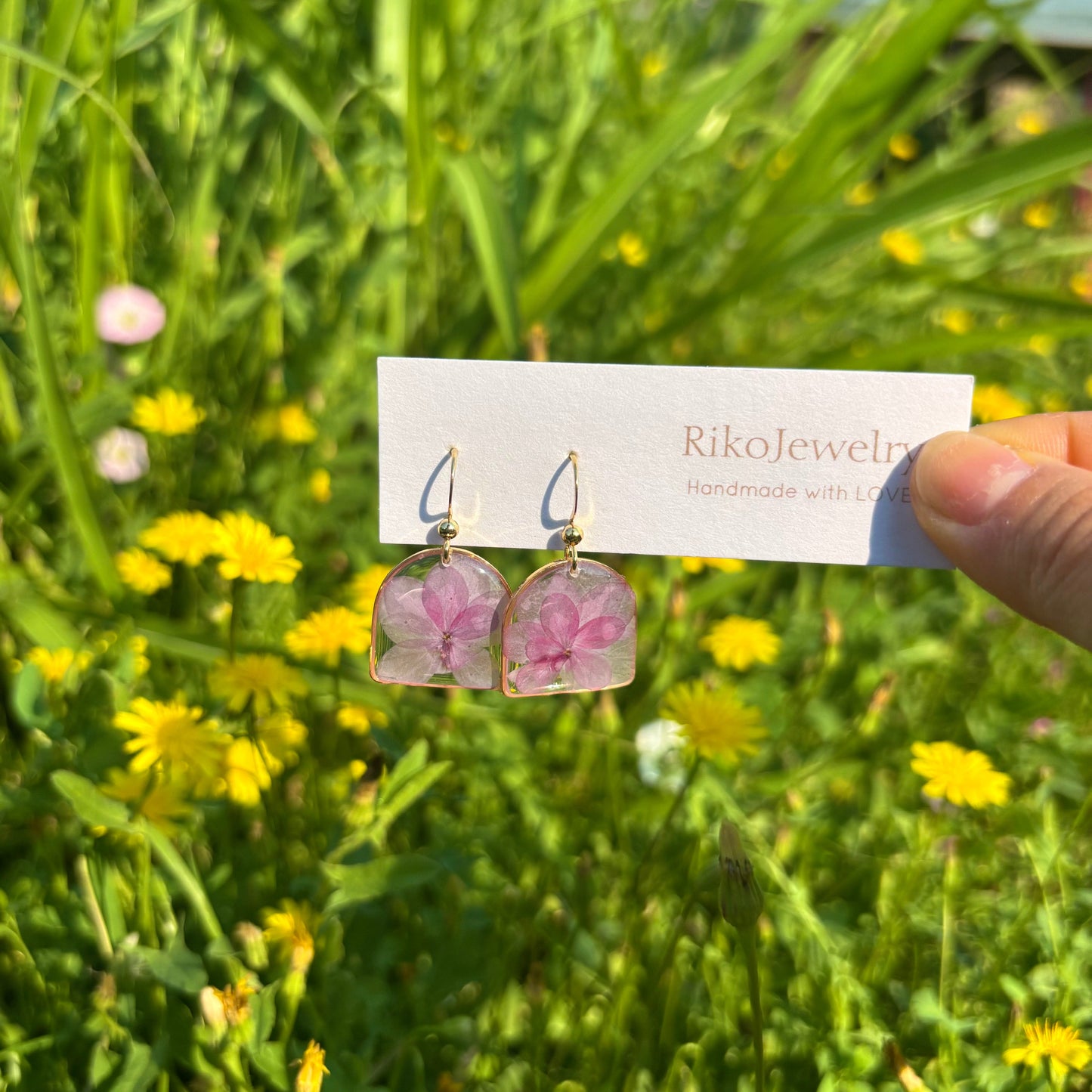Pink hydrangea Earrings