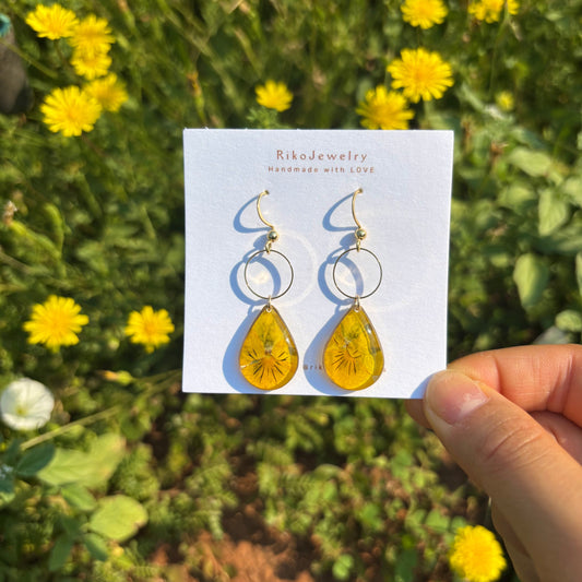Yellow Pansy flower Earrings