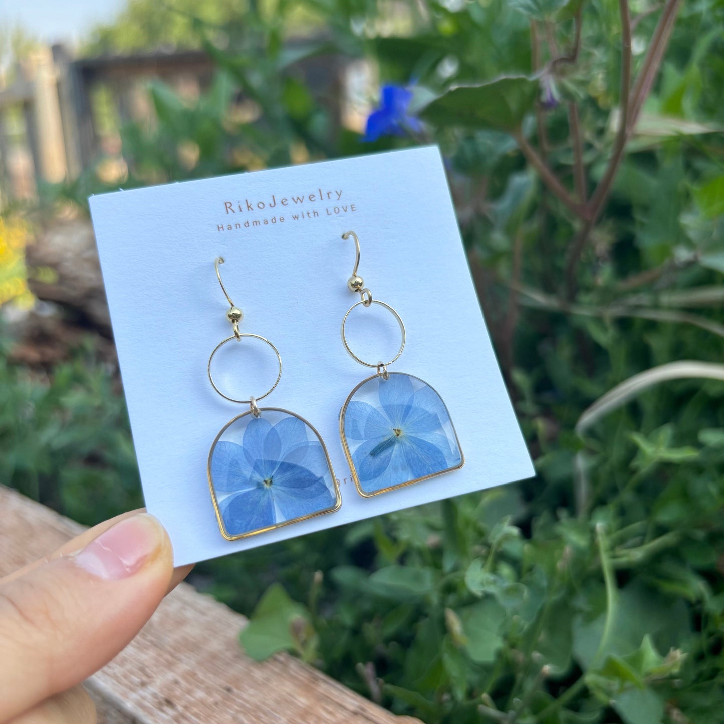 Blue hydrangea flower Earrings