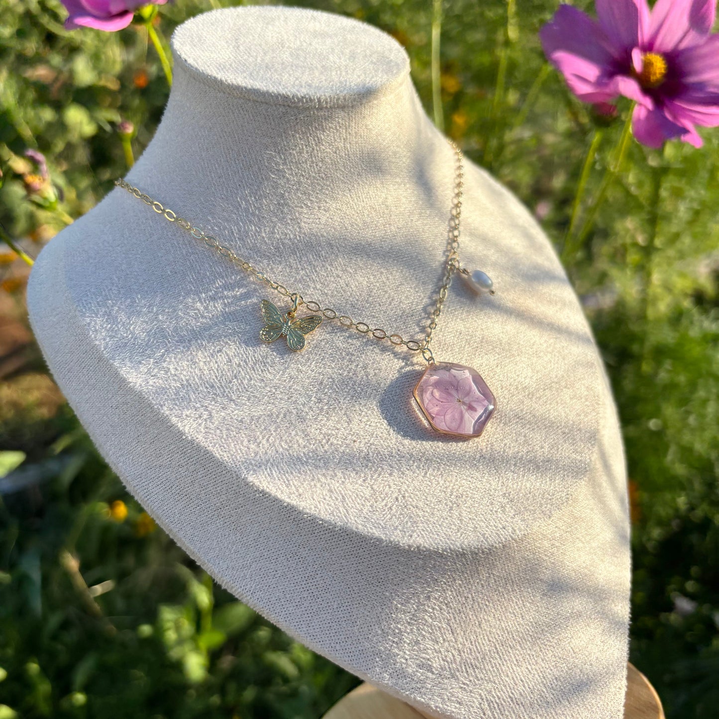 Pink Hydrangea necklace