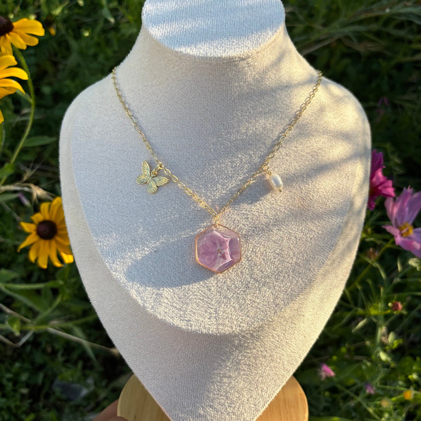 Pink Hydrangea necklace
