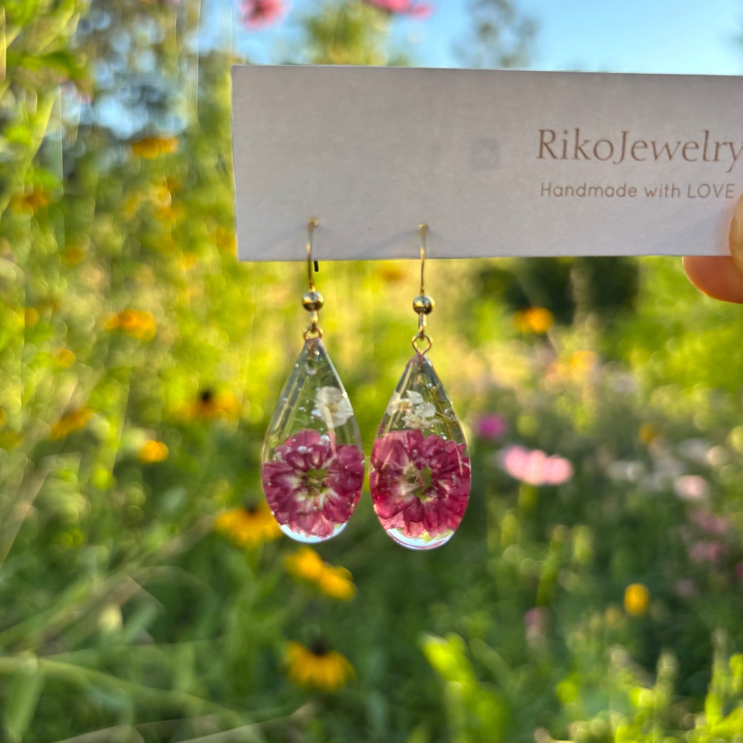 Paul's Scarlets and white alyssum garden earrings