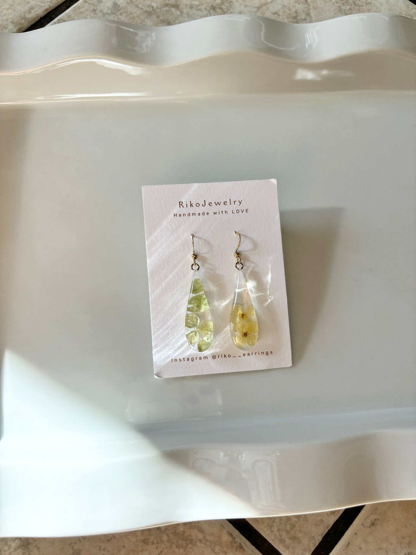 Green hydrangea and parish's poppy earrings