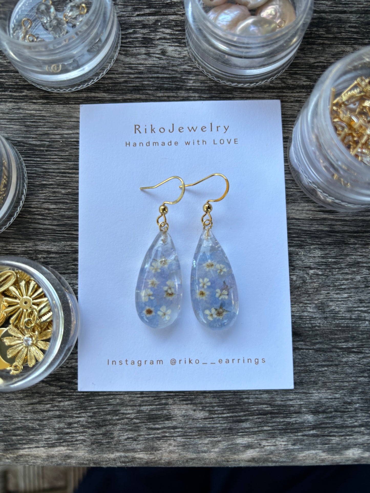 Forget me not teardrop earrings