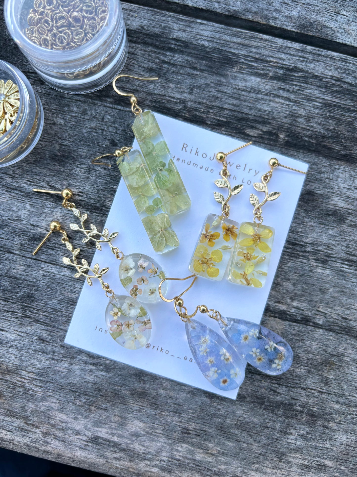 Green hydrangea earrings