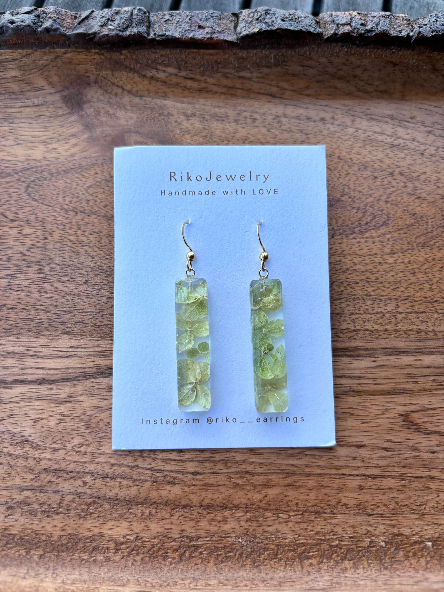 Green hydrangea earrings