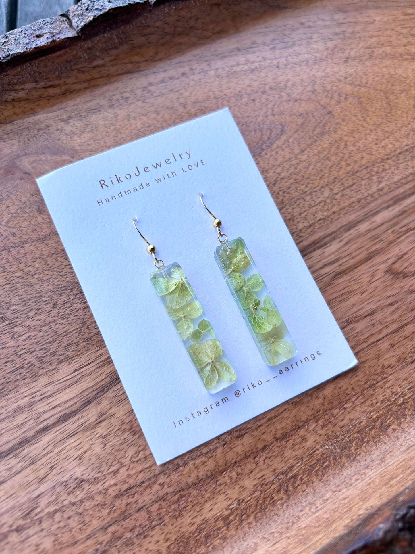 Green hydrangea earrings