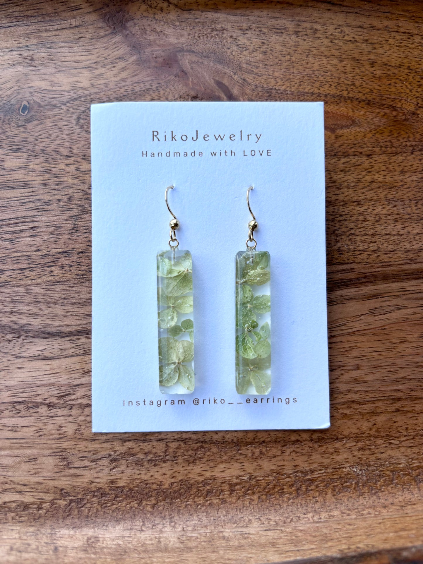 Green hydrangea earrings