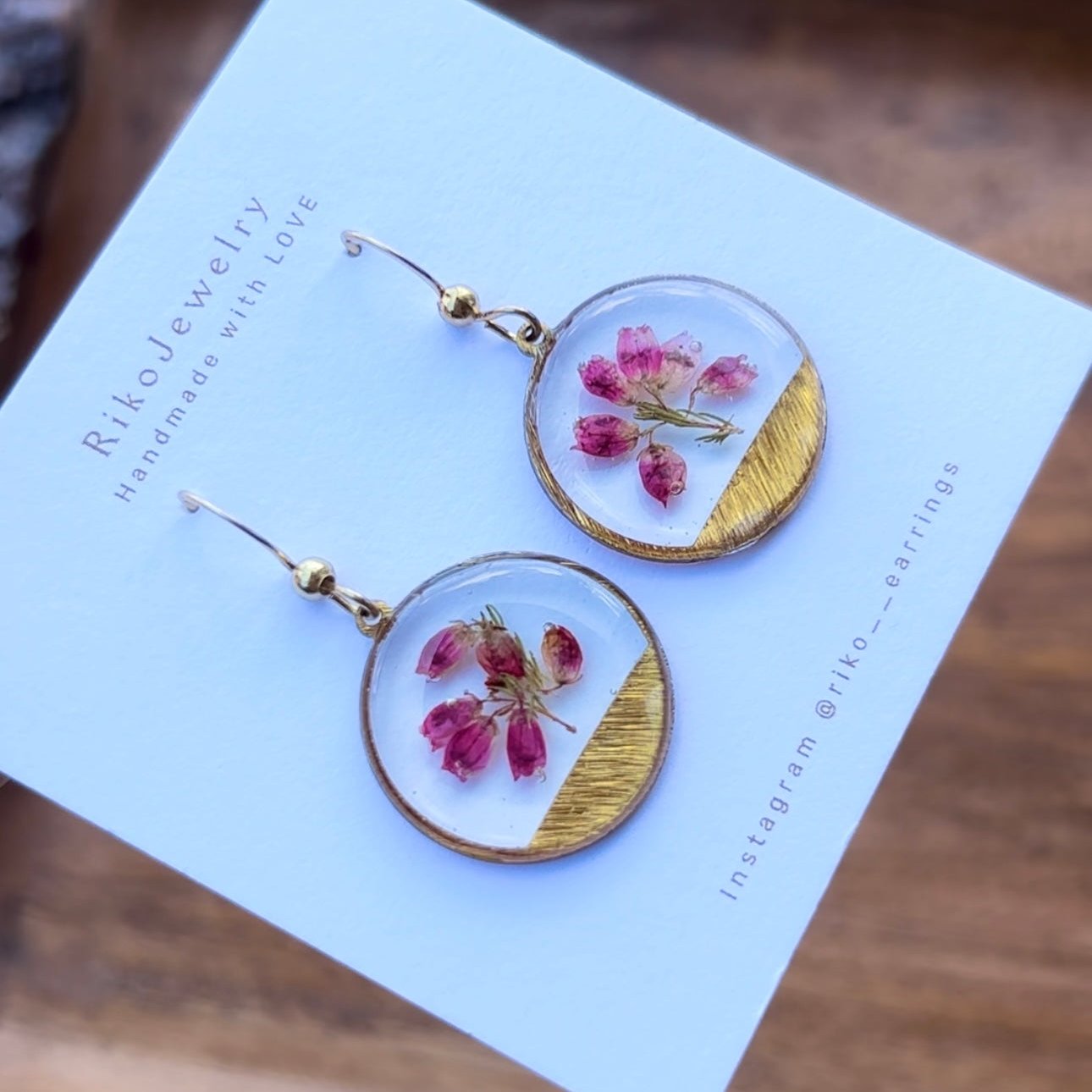 Pink Erica flowers earrings