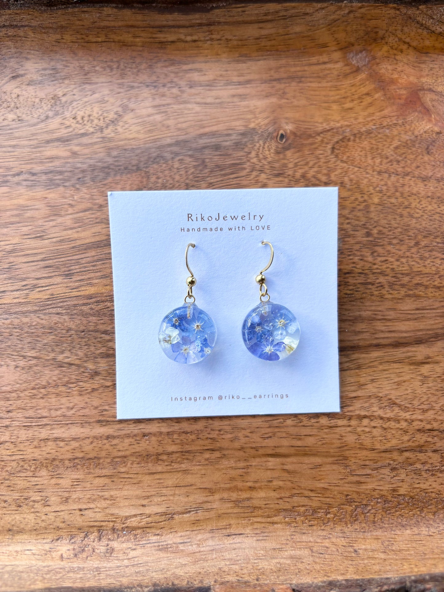 Forget me not and white alyssum earrings