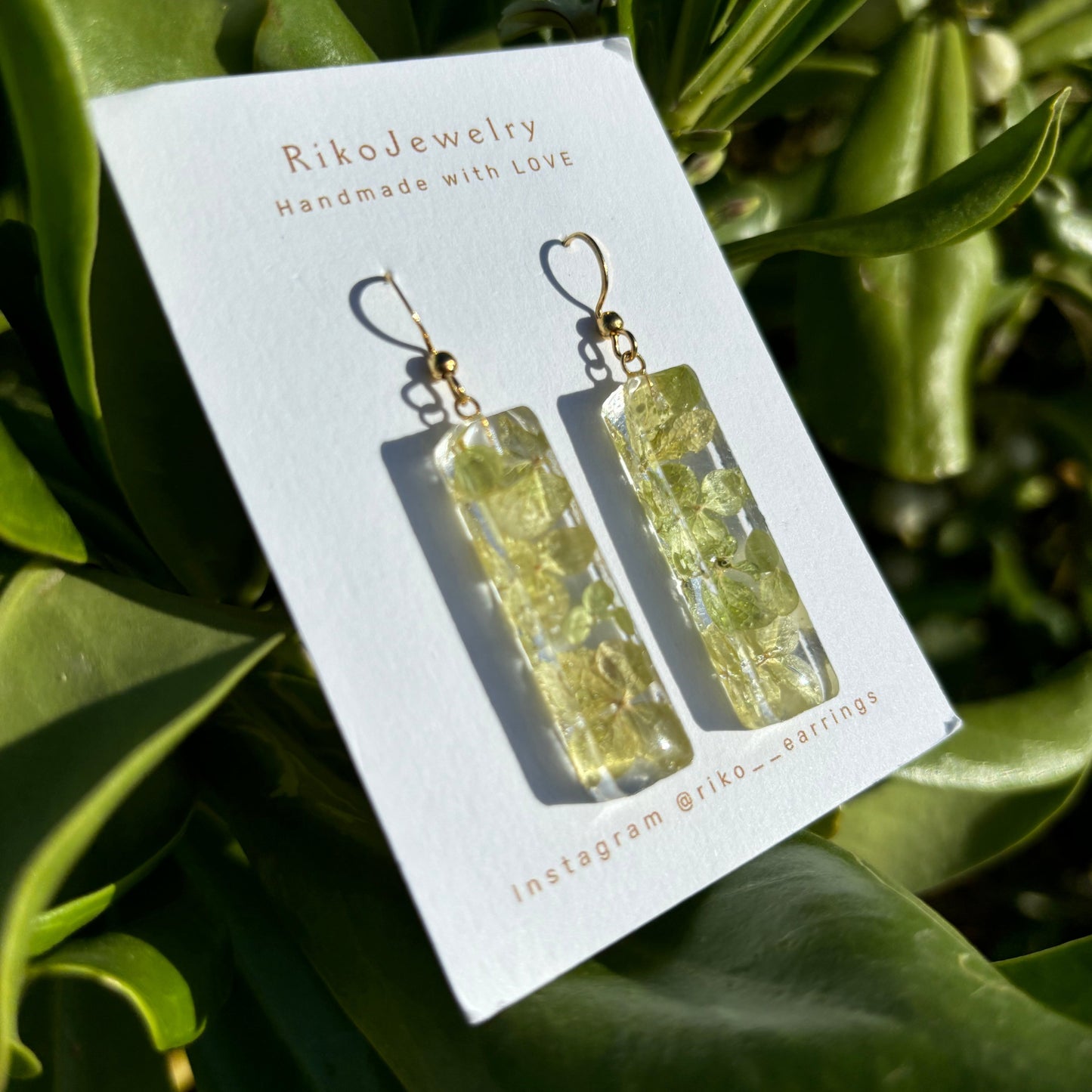 Green hydrangea earrings