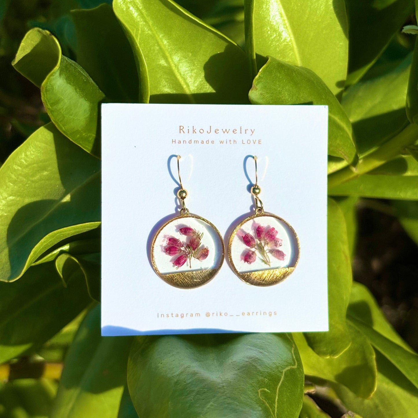 Pink Erica flowers earrings