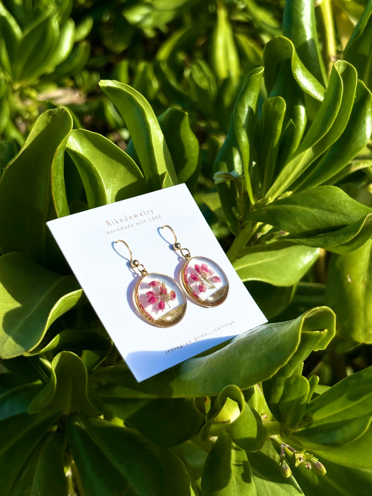 Pink Erica flowers earrings