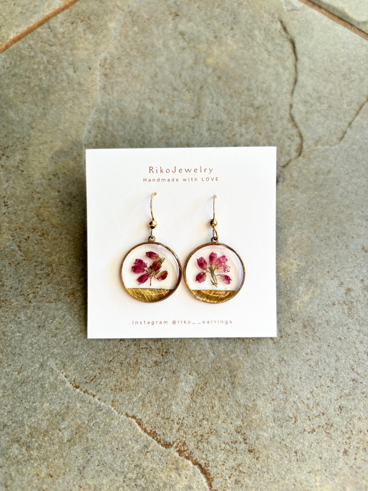 Pink Erica flowers earrings