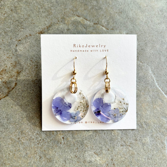 Lobelia and forget me not hoop earrings