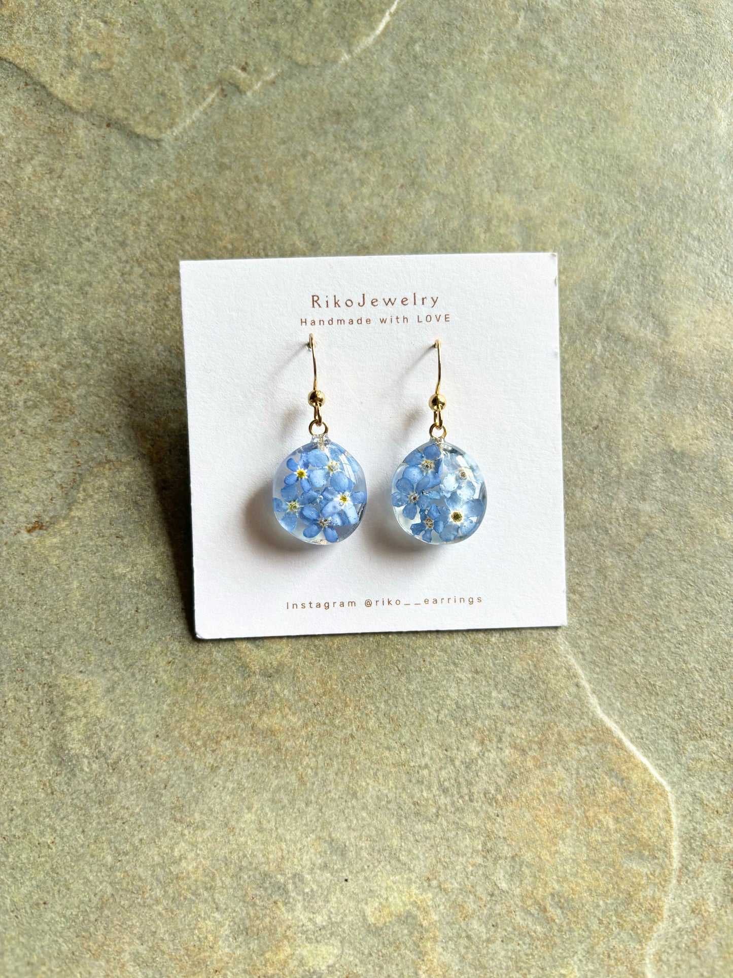 Forget me nots water drop shaped earrings