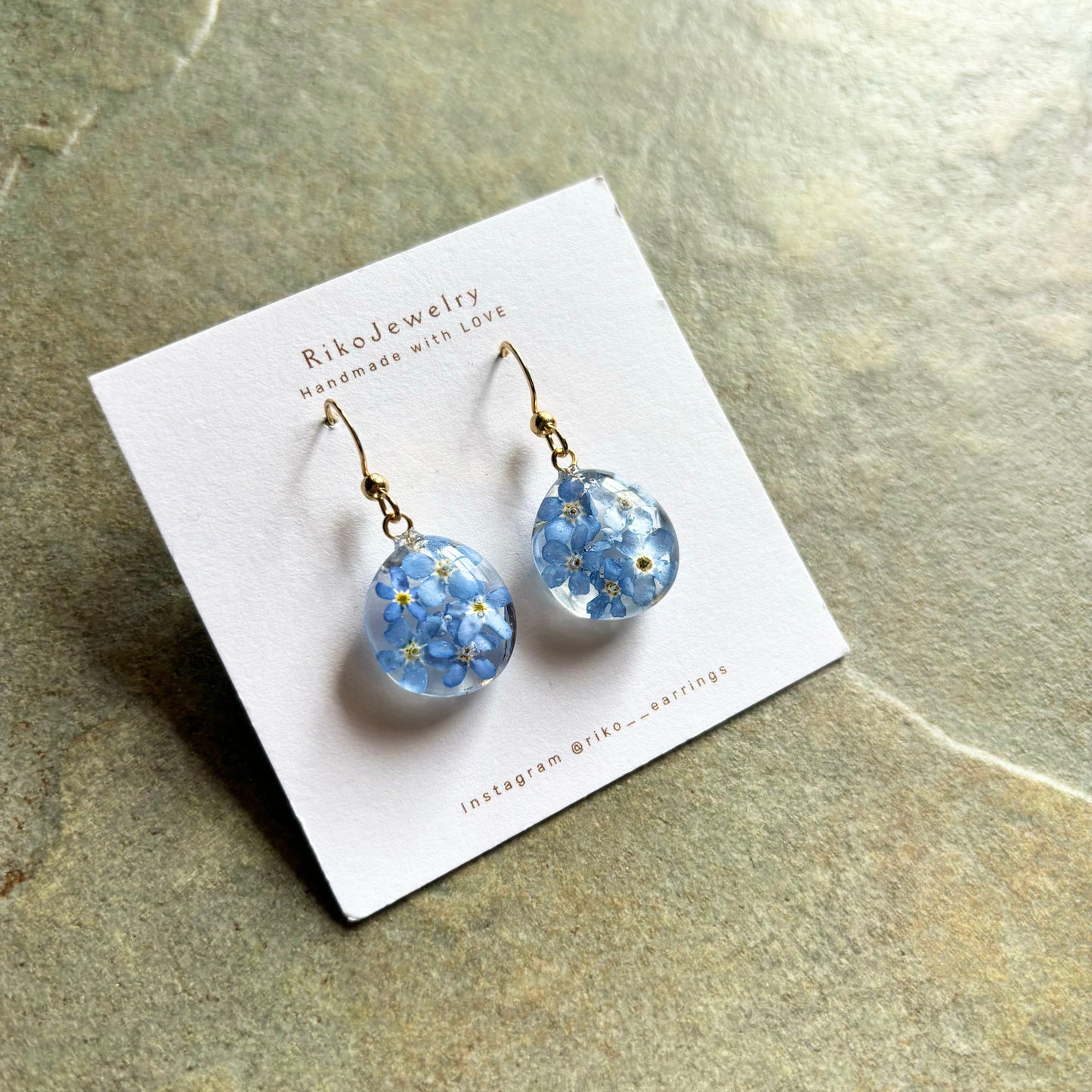 Forget me nots water drop shaped earrings