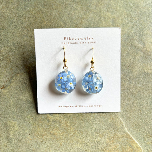 Forget me nots water drop shaped earrings