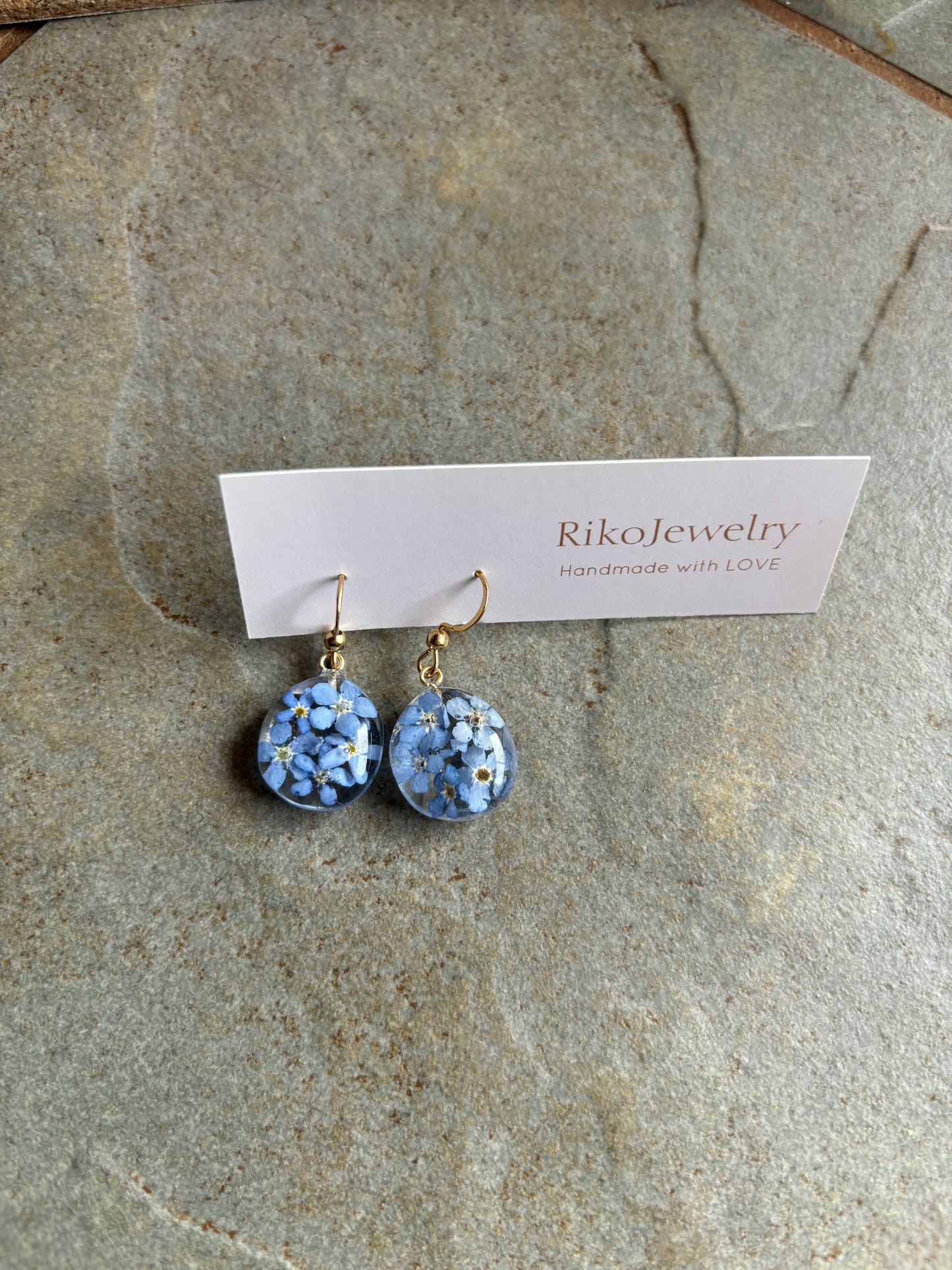 Forget me nots water drop shaped earrings