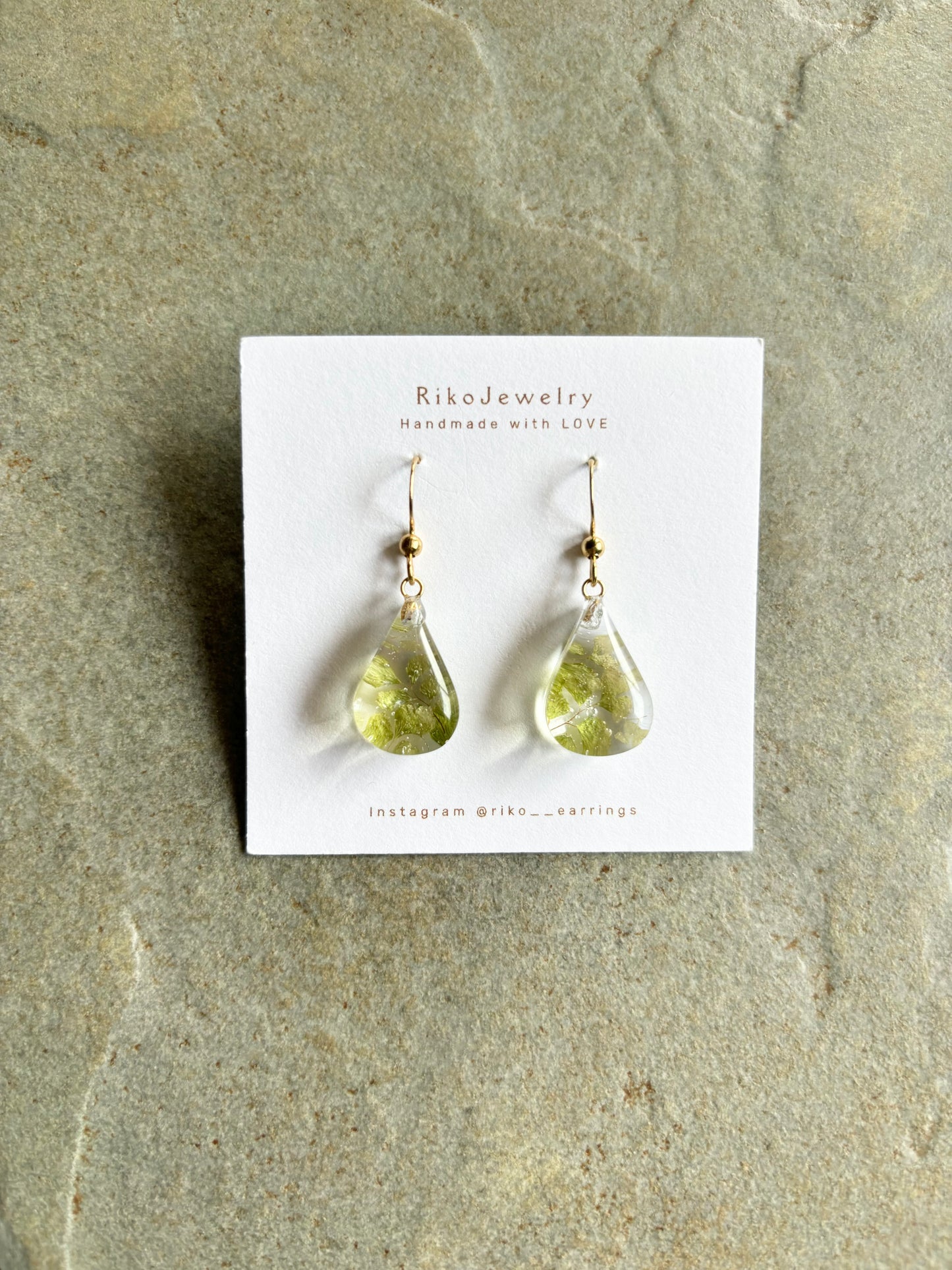 Maidenhair fern mini teardrop earrings