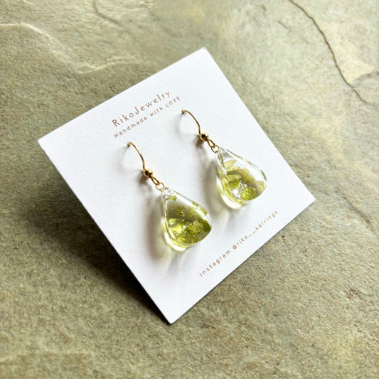 Maidenhair fern mini teardrop earrings