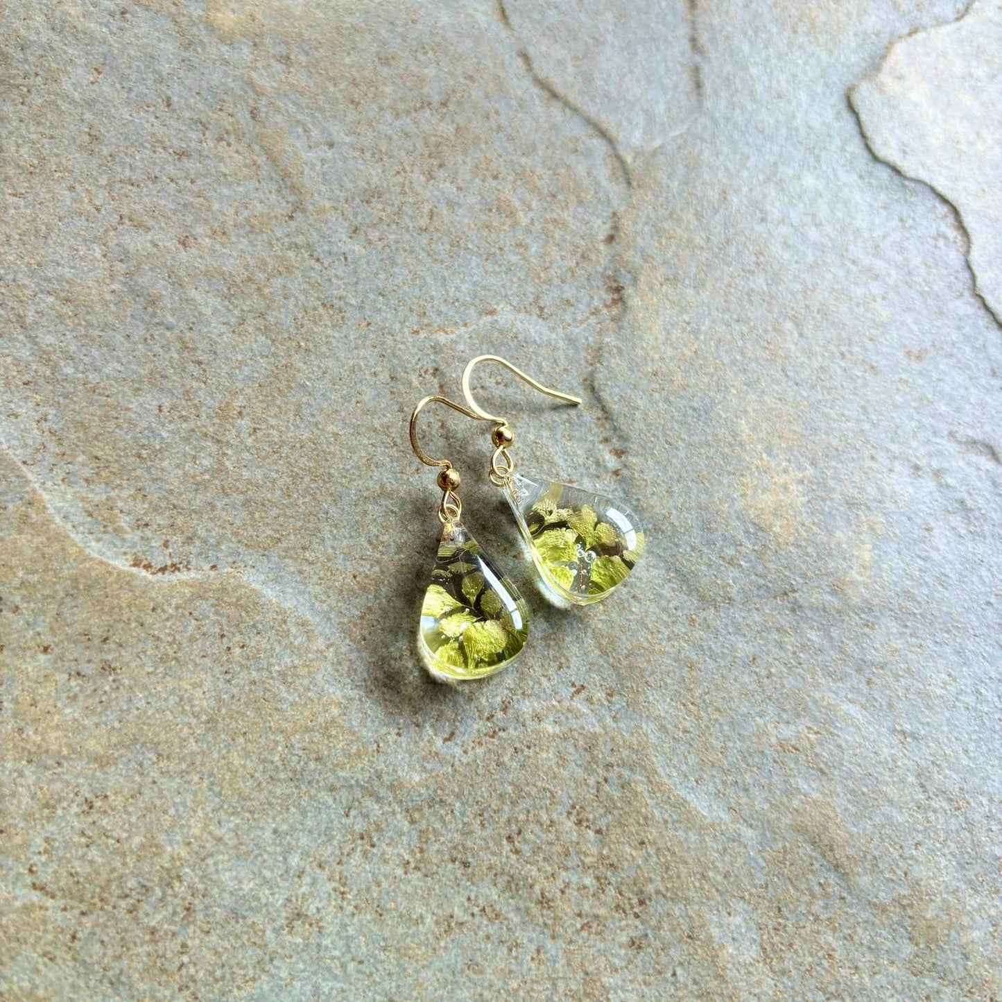 Maidenhair fern mini teardrop earrings